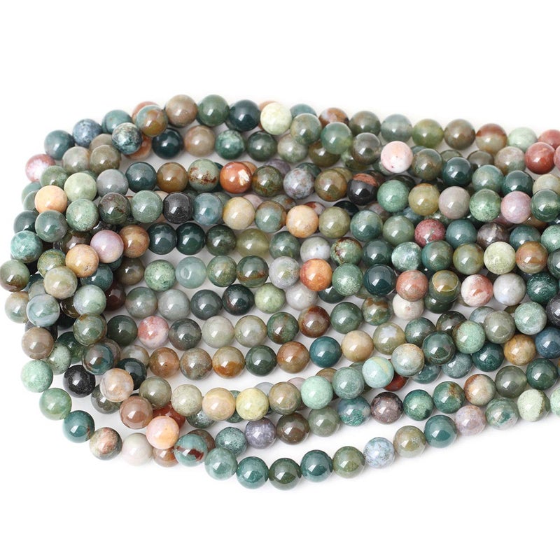 CHEAVIAN 45PCS 8mm Natural Indian Agate Gemstone Round Loose Beads for Jewelry Making DIY 1 Strand 15" - Image 3